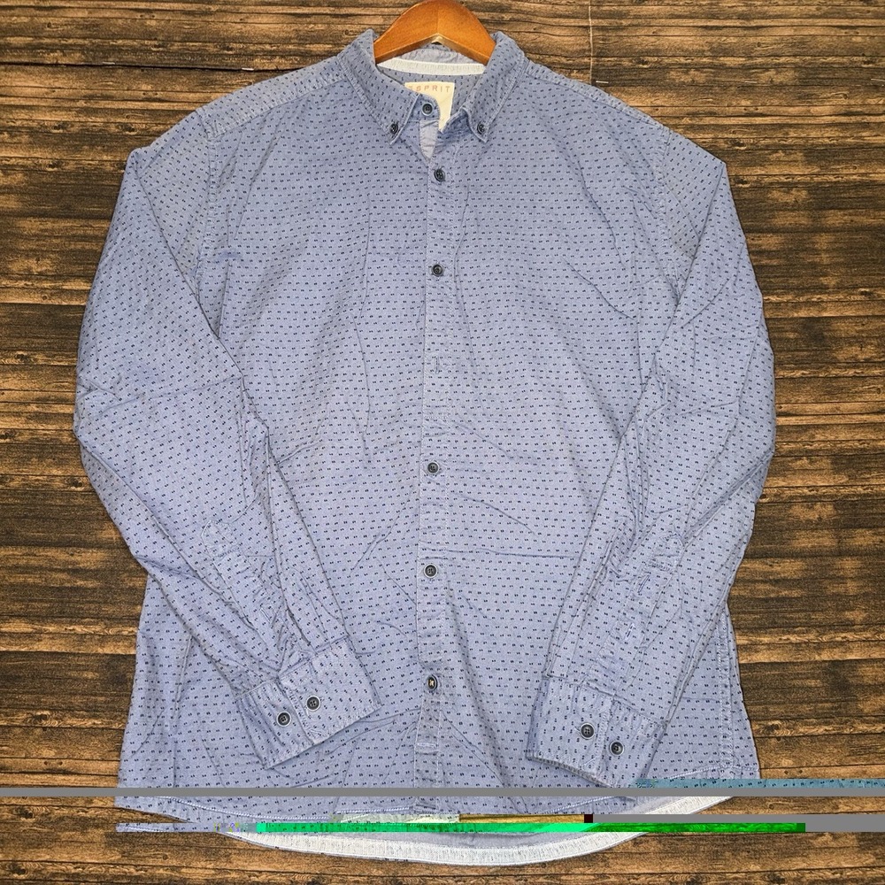 Esprit Button Up Mens Large Blue Vintage 80s Slim Fit Oxford Collar